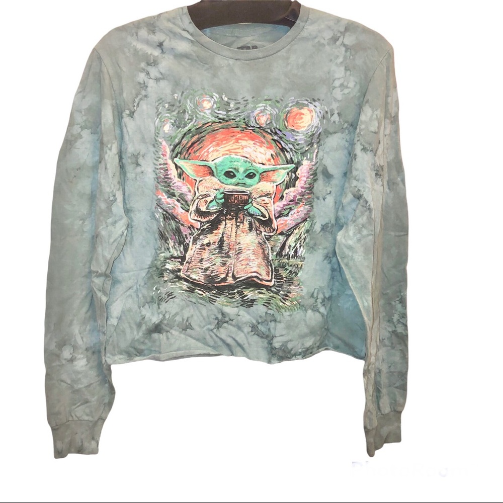 Star Wars Mandalorian the Child Baby Yoda Starry Night Tie Dye Long Sleeve Small